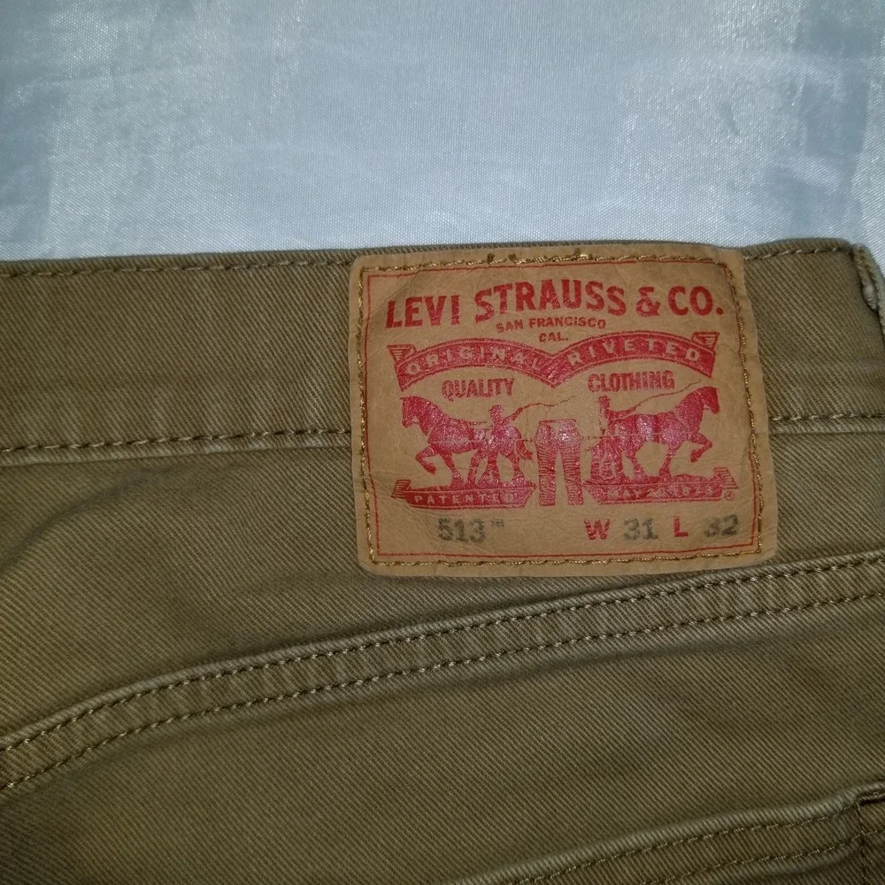 Levi's 513 Slim Straight Pants 30x32 Brown Stretch Denim Casual Five-Pocket